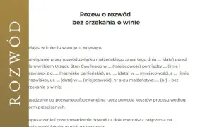 Pozew o rozwód bez orzekania o winie. Dokument zawiera dane małżonków, datę ślubu i prośbę o rozwiązanie związku.