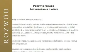 Pozew o rozwód bez orzekania o winie. Dokument zawiera dane dotyczące zawarcia związku małżeńskiego i prośbę o rozwiązanie go.