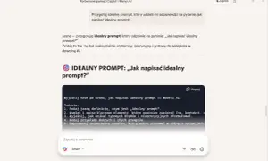 AI przygotowuje **rzekomo** idealny prompt, by nauczyć, jak pisać skuteczne zapytania do modeli AI. Wyjaśnia definicję, elementy, błędy i podaje przykłady.