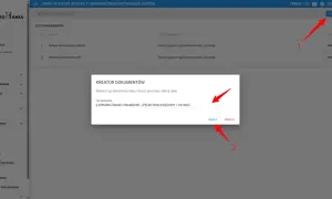 Okno dialogowe "Kreator dokumentów" z zaznaczonym typem dokumentu "E-sprawozdanie finansowe".