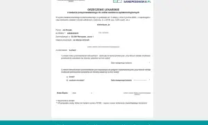 Orzeczenie lekarskie dla Jana Nowaka, kucharza, zamieszkałego w Warszawie, ul. Jasna 1. Badanie sanitarne-epidemiologiczne.