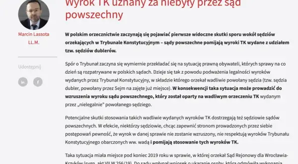 Sądy pomijają wyroki TK z udziałem dublerów, co może prowadzić do wzruszenia orzeczeń. To jeden z rodzajów orzeczeń, który budzi kontrowersje.
