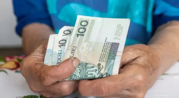 Dłonie trzymają polskie banknoty 100 zł i 10 zł. Pytanie: umowa zlecenie - ile na godzinę netto?