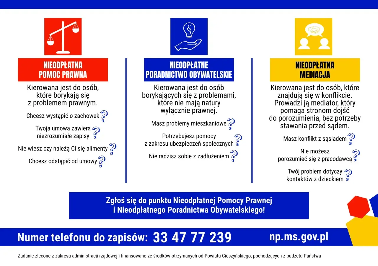 Pomoc prawna, poradnictwo obywatelskie i mediacje dla osób z problemami prawnymi, mieszkaniowymi, zadłużeniem. Rozwiąż swój problem z prawem cywilnym.