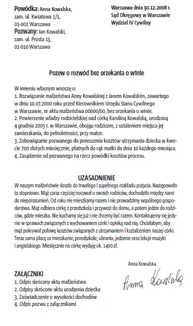 Jak napisać pozew rozwodowy bez orzekania o winie - krok po kroku