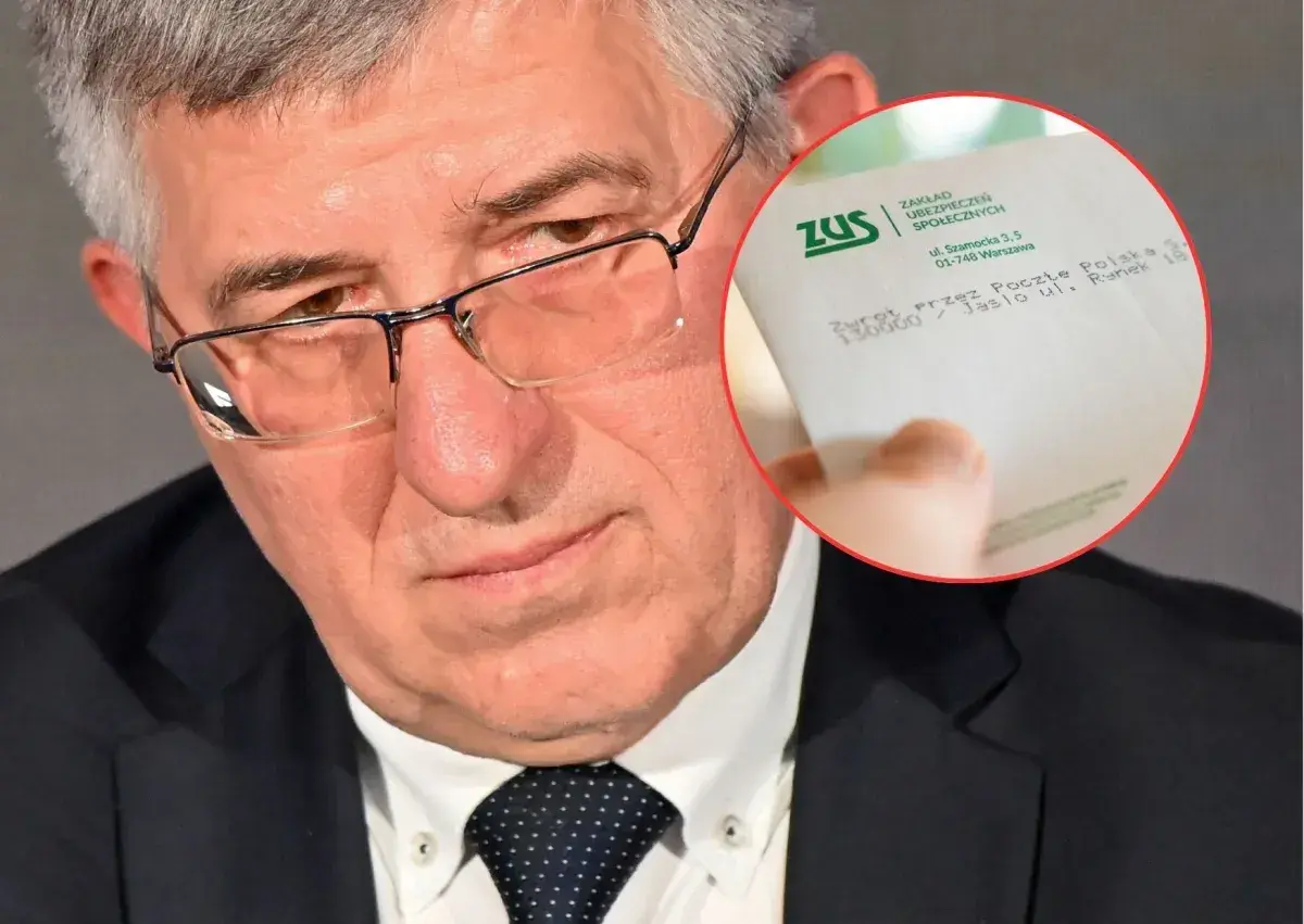 Mężczyzna w okularach trzyma dokument ZUS. Czy to podpowiedź, ile można dorobić do renty?
