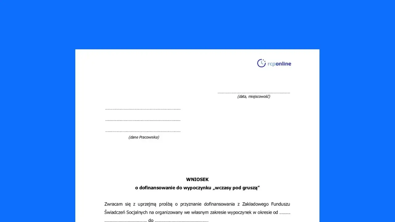 Wniosek o dofinansowanie do wypoczynku