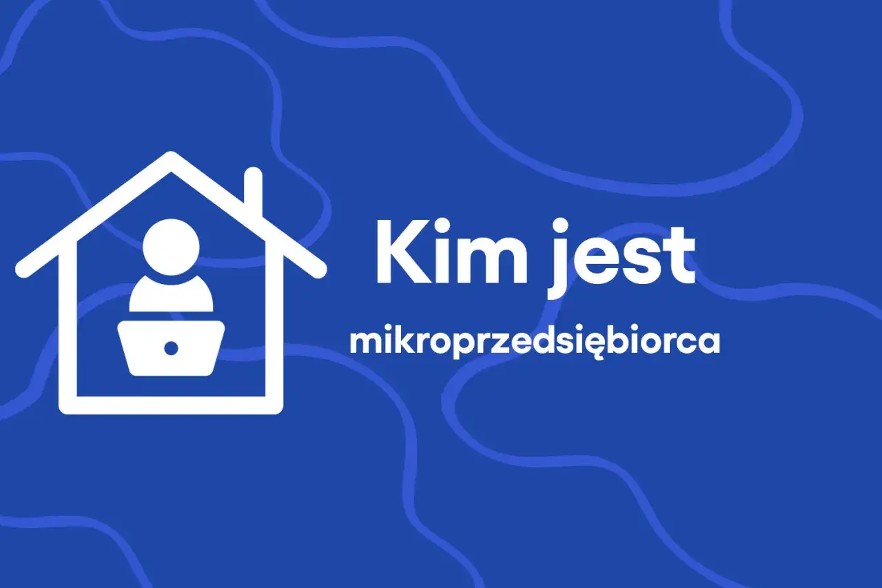Ikona domu z postacią przy laptopie. Tekst: