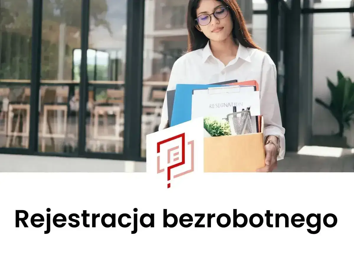 Kobieta z pudełkiem rzeczy po zwolnieniu. Dowiedz się o ubezpieczenie zdrowotne ZUS dla niepracujących i rejestracji bezrobotnego.