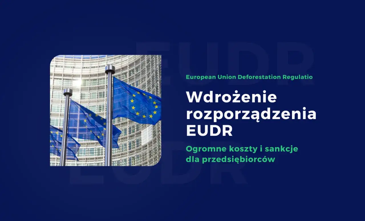Wdrożenie rozporządzenia EUTR wiąże się z ogromnymi kosztami i sankcjami dla przedsiębiorców. Flagi UE przed budynkiem Komisji Europejskiej symbolizują unijne regulacje.