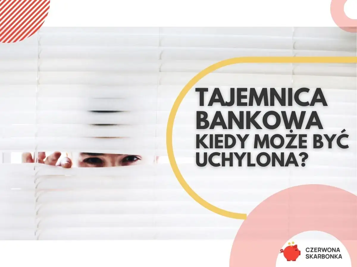 Oczy spoglądają przez żaluzje, sugerując, kiedy sąd może żądać wyciągu z konta. Tajemnica bankowa uchylona.