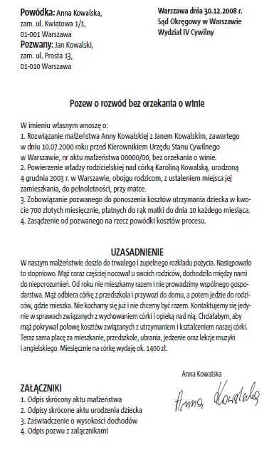 Jak napisać pozew rozwodowy bez orzekania o winie - krok po kroku